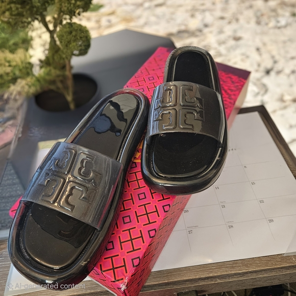 Black Tory Burch Bubble Slides - Picture 4 of 5